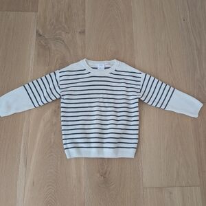 Zara Cream and Black Striped Knit Sweater